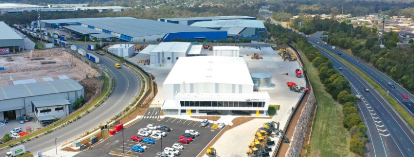 Aerial photo of Porter Group's head office adjacent to the Logan motorway